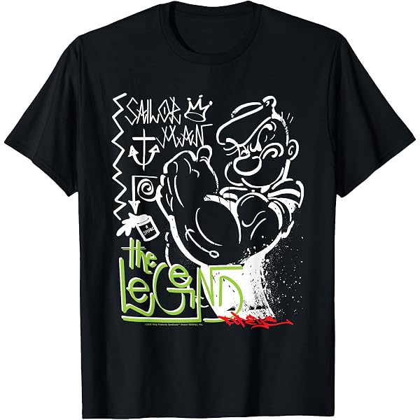 Amazon.com: Popeye T-Shirt - I Yam What I Yam Adult Black Tee